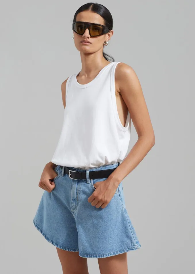 The Frankie Shop Rory Denim Shorts 8211 Light Wash Shop Denim