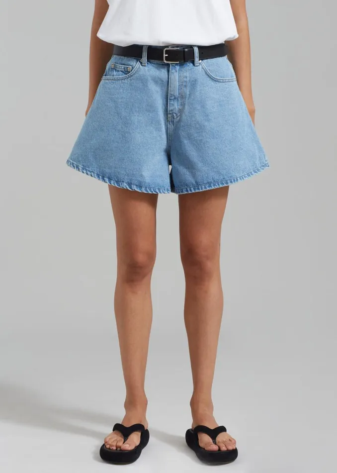 The Frankie Shop Rory Denim Shorts 8211 Light Wash Shop Denim