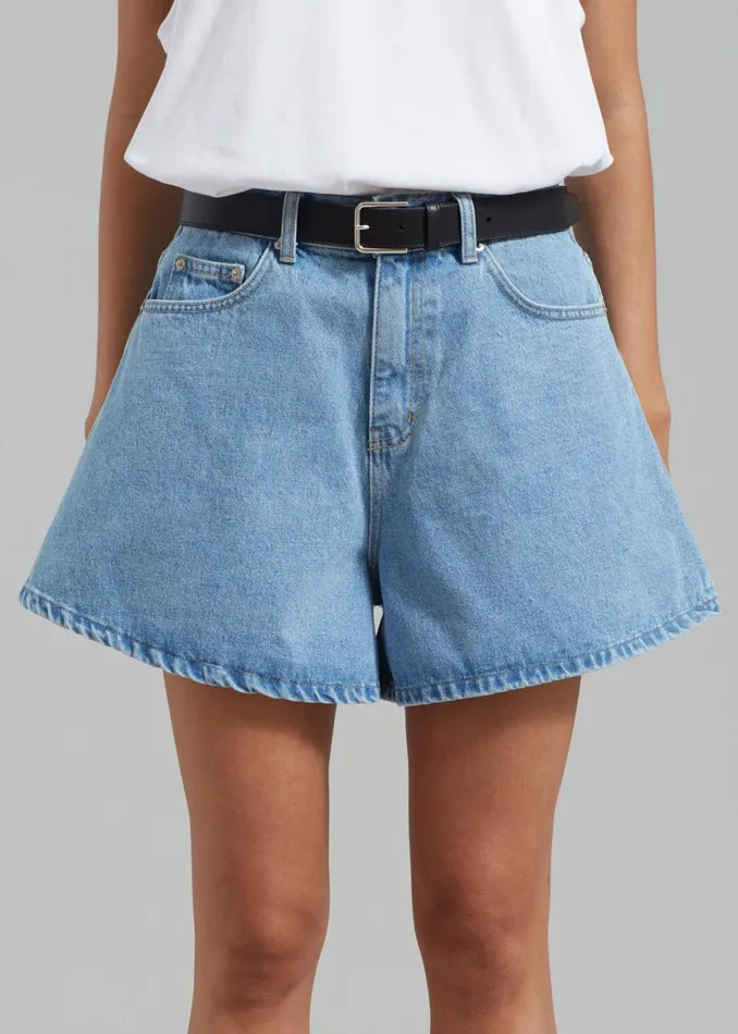 The Frankie Shop Rory Denim Shorts 8211 Light Wash Shop Denim