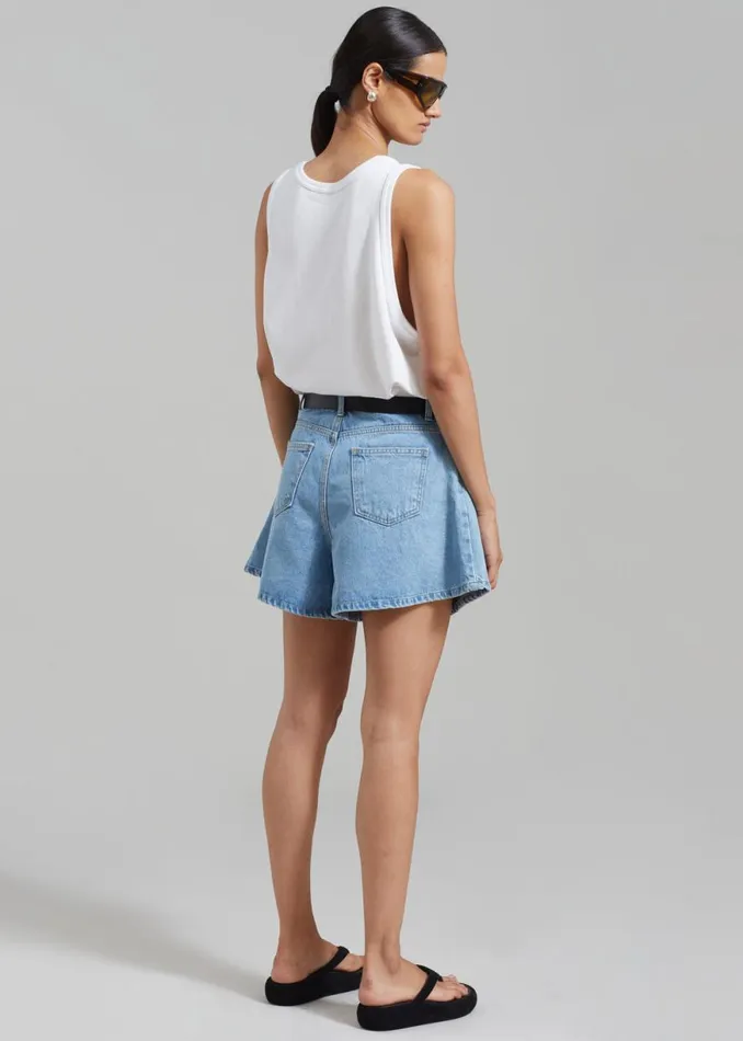 The Frankie Shop Rory Denim Shorts 8211 Light Wash Shop Denim