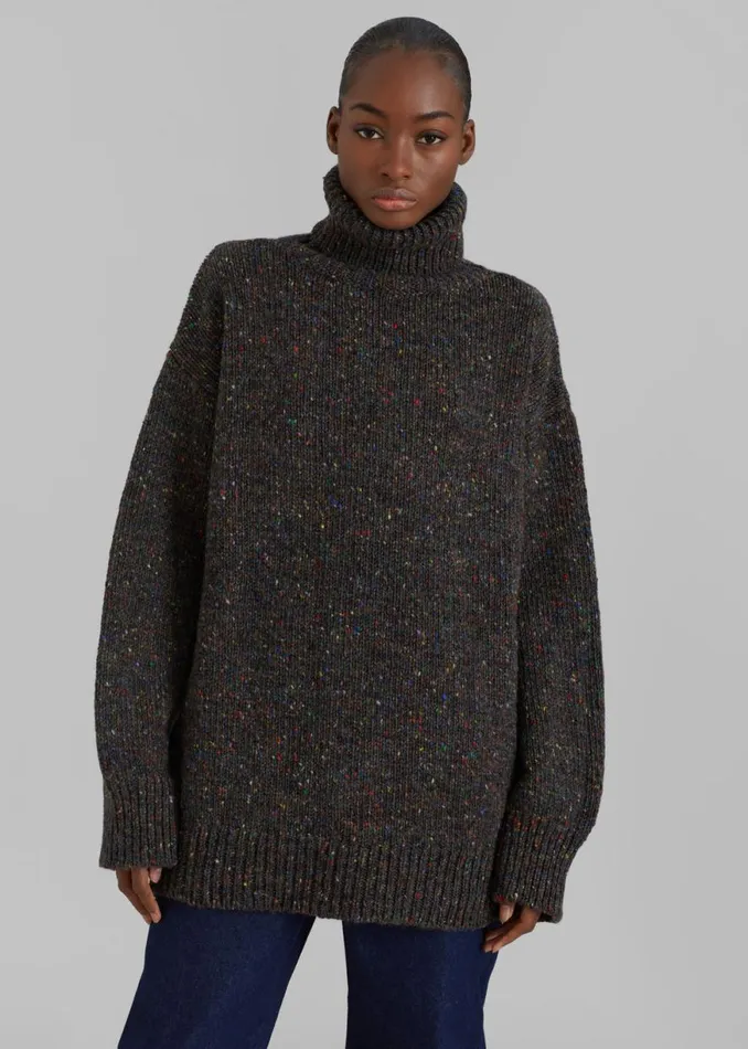 The Frankie Shop Saks Potts Camilla Sweater 8211 Speckled Grey Shop Knitwear