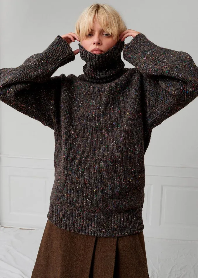 The Frankie Shop Saks Potts Camilla Sweater 8211 Speckled Grey Shop Knitwear