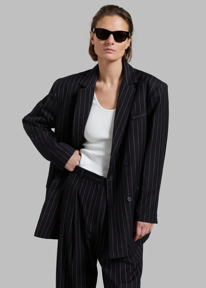 The Frankie Shop Sybil Blazer 8211 Black Pinstripe Shop Suits