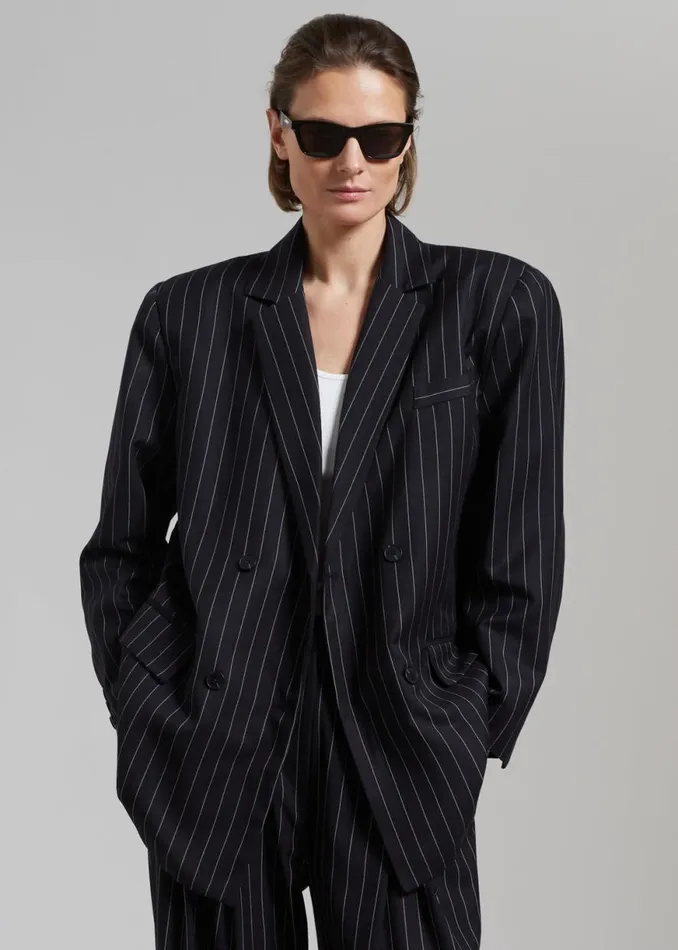 The Frankie Shop Sybil Blazer 8211 Black Pinstripe Shop Suits