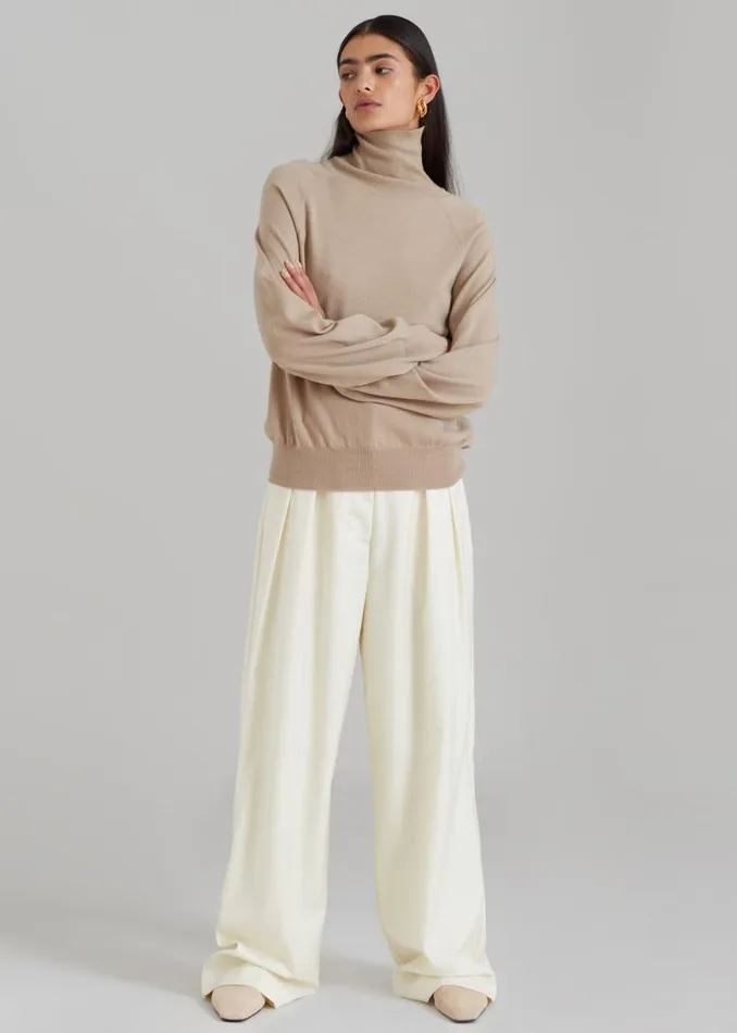 The Frankie Shop Variel Turtleneck Sweater 8211 Taupe Shop Knitwear