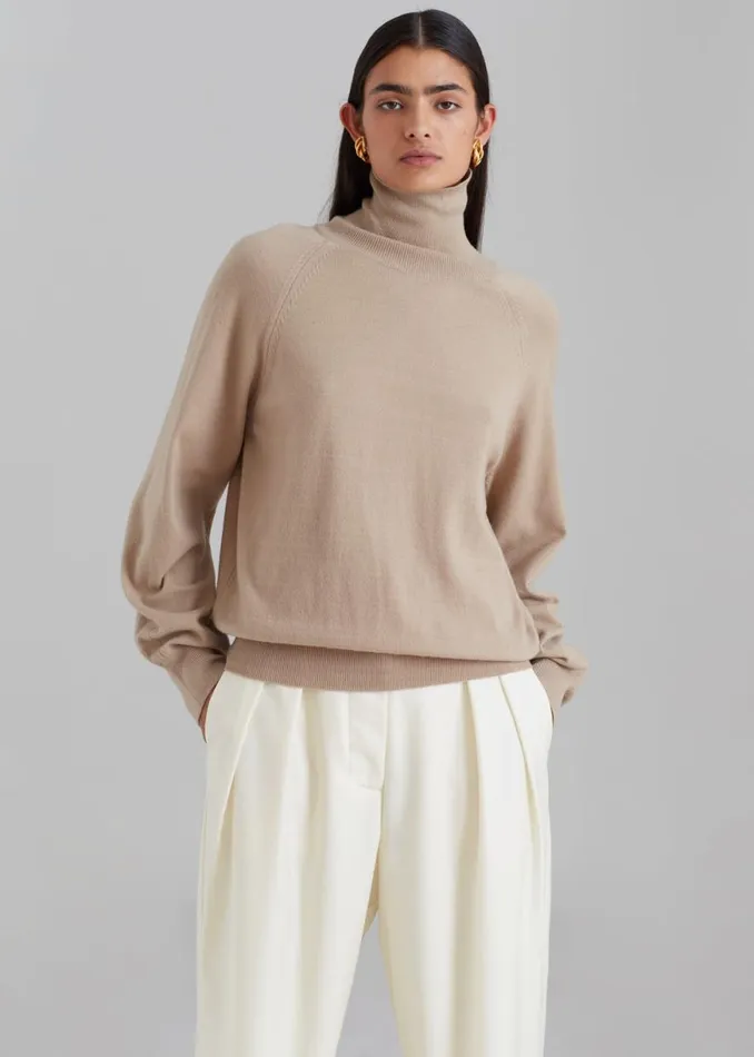 The Frankie Shop Variel Turtleneck Sweater 8211 Taupe Shop Knitwear
