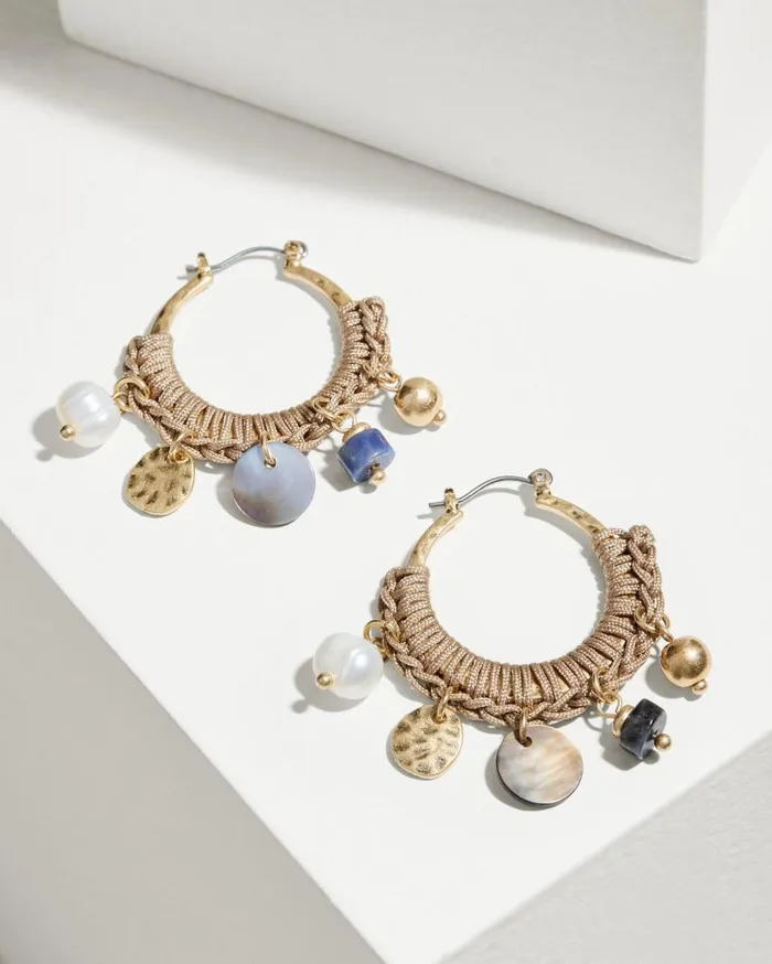 Tommy Bahama Jewelry Indigo Shore Mixed Materials Charm Hoop Earrings Gold 8211 Women