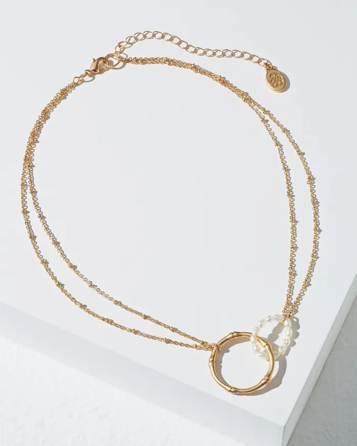 Tommy Bahama Jewelry Island Essence Double Loop Bamboo Necklace Pearl 8211 Women