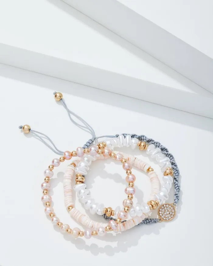 Tommy Bahama Jewelry Sanibel Island Heishi And Pearl Bracelet Set Gold 8211 Women