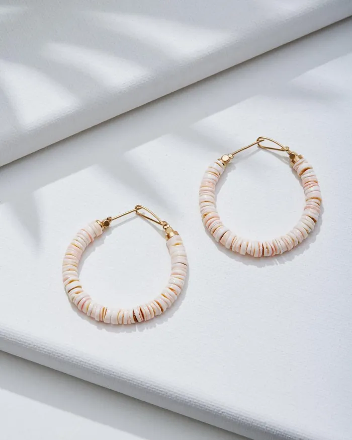 Tommy Bahama Jewelry Sanibel Island Heishi Shell Hoop Earrings Pink 8211 Women
