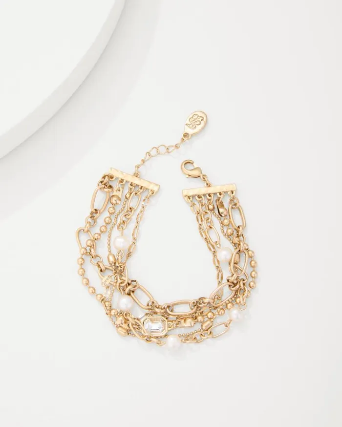 Tommy Bahama Jewelry Tidal Treasure Pearl And Chain Layered Bracelet Gold 8211 Women