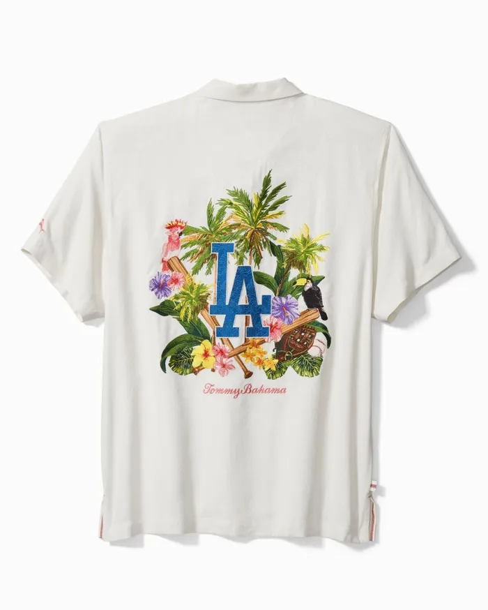 Tommy Bahama Shirts Go Big Or Go Home Silk Camp Shirt Losangelesdodgers 8211 Men