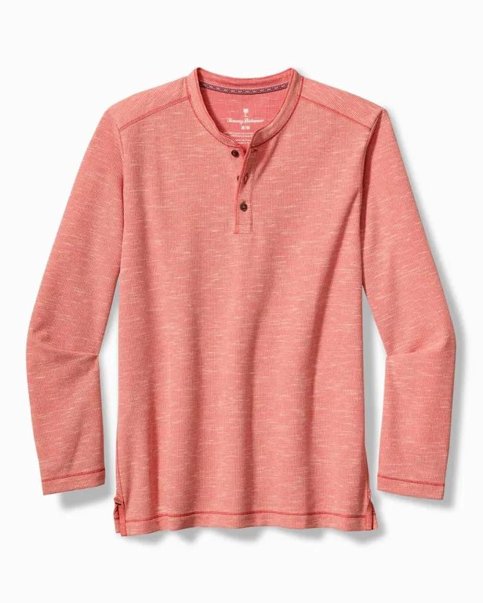 Tommy Bahama Shirts Morro Beach LongSleeve Henley Red Ginger 8211 Men