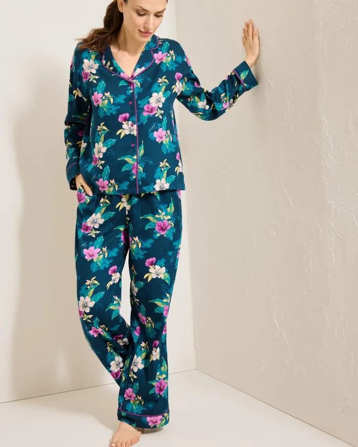 Tommy Bahama Sleepwear Woven Sateen Long Sleeve and Pants Pajama Set Summer Night 8211 Women Tommy Bahama Sleepwear Woven Sateen Long Sleeve and Pants Pajama Set Summer Night 8211 Women