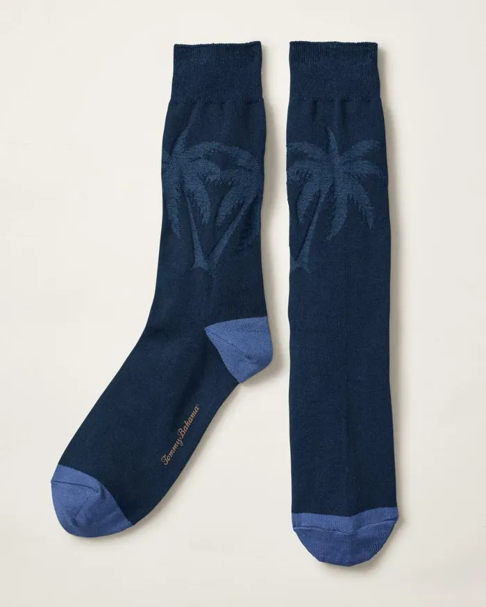Tommy Bahama Socks Reflection Texture Palm Socks Navy 8211 Men