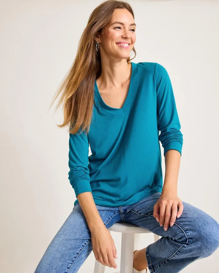 Tommy Bahama Tops and Shirts Kauai Jersey LongSleeve VNeck TShirt Academy 8211 Women