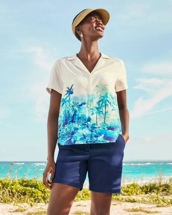 Tommy Bahama Tops and Shirts Oceanside Views Talulla Silk Camp Shirt Coconut 8211 Women