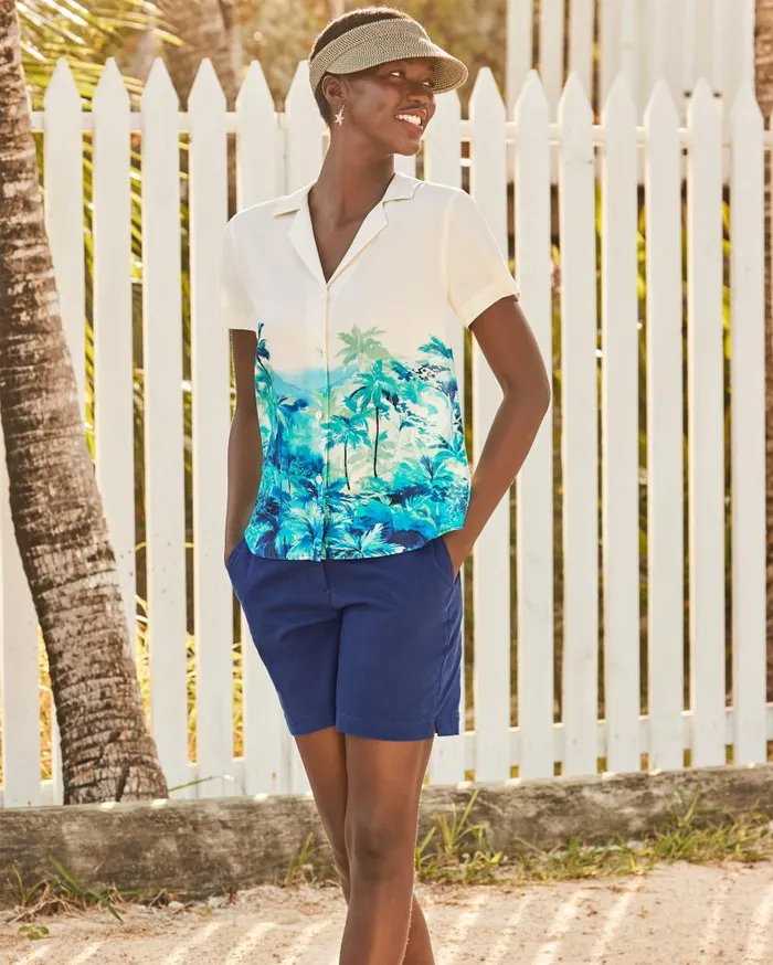 Tommy Bahama Tops and Shirts Oceanside Views Talulla Silk Camp Shirt Coconut 8211 Women
