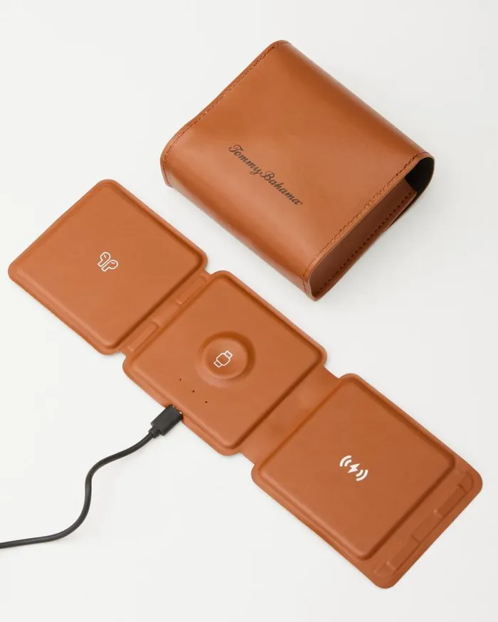 Tommy Bahama Wallets and Tech Accessories 3In1 Wireless Charging Pad Brown 8211 Men