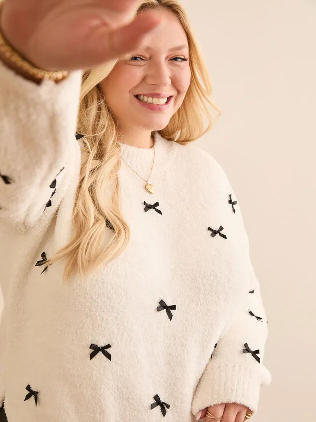 Tonya Teddy Bow Sweater Ivoryblack Women Altar039d State Sweaters Cardigans Tonya Teddy Bow Sweater Ivoryblack Women Altar039d State Sweaters Cardigans