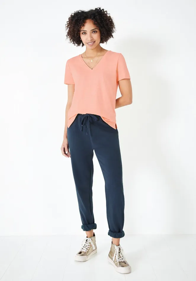 Tops and TShirts Women Hush Cali Cotton Slub V Tee Soft Coral