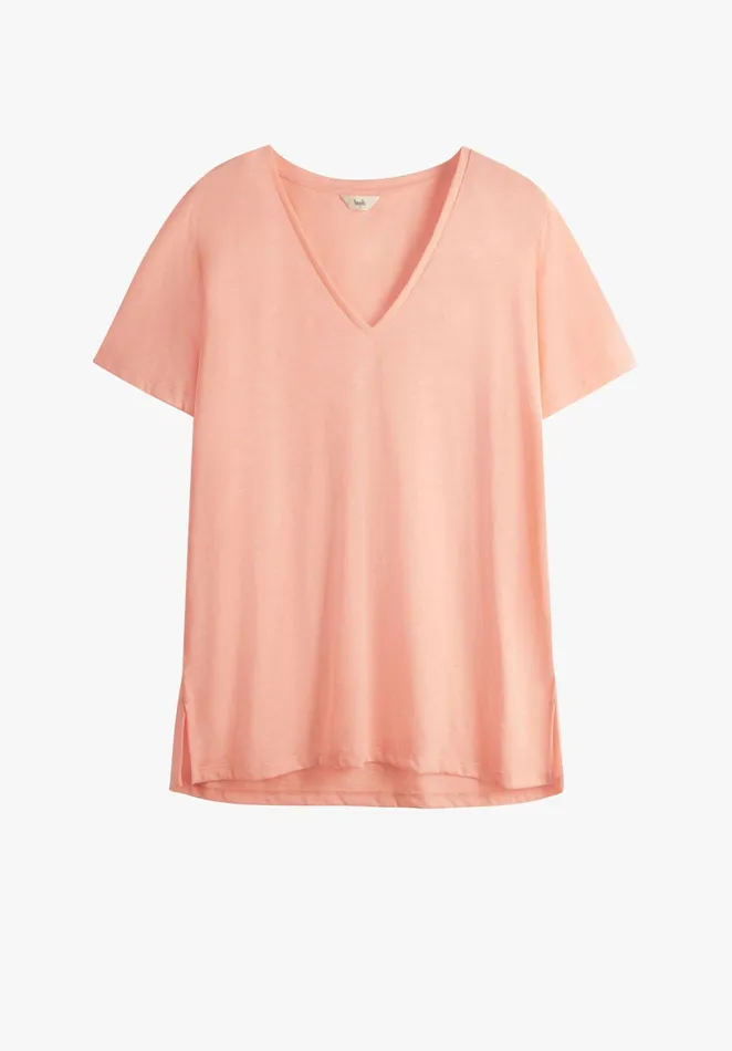 Tops and TShirts Women Hush Cali Cotton Slub V Tee Soft Coral