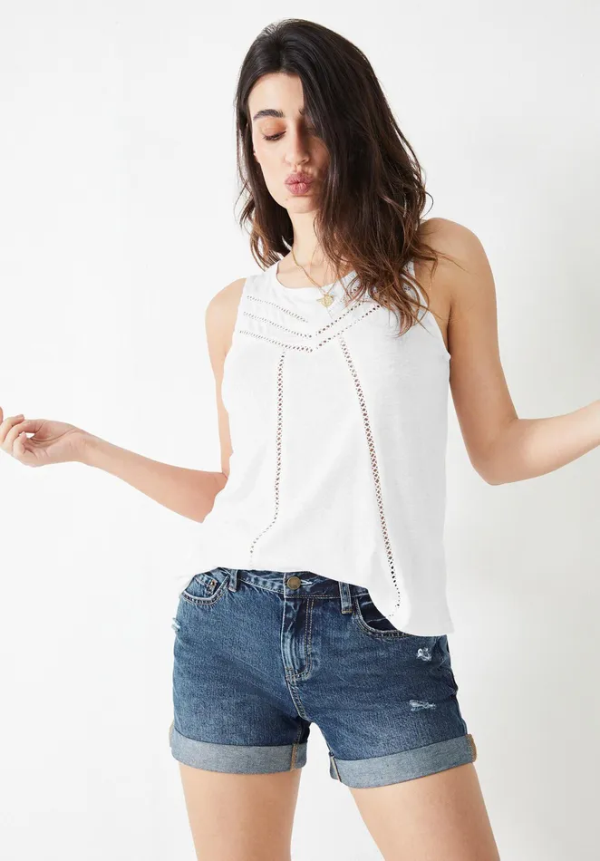 Tops and TShirts Women Hush Etta Linen Blend Vest White