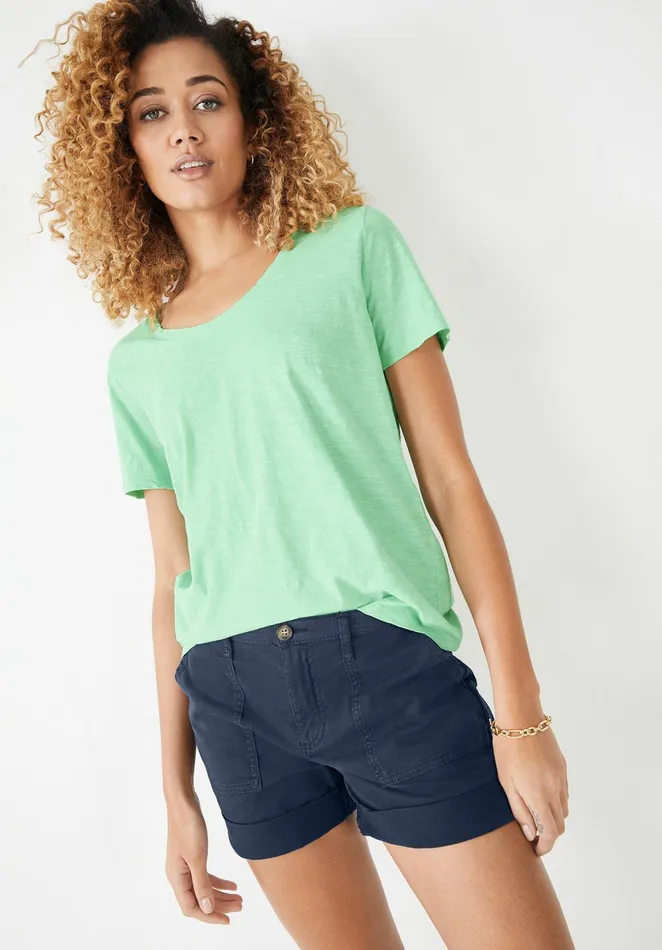 Tops and TShirts Women Hush Hari Scoop Neck Cotton Slub TShirt Soft Green