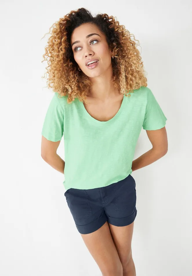 Tops and TShirts Women Hush Hari Scoop Neck Cotton Slub TShirt Soft Green