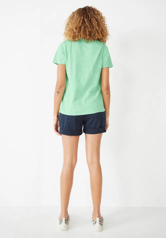 Tops and TShirts Women Hush Hari Scoop Neck Cotton Slub TShirt Soft Green