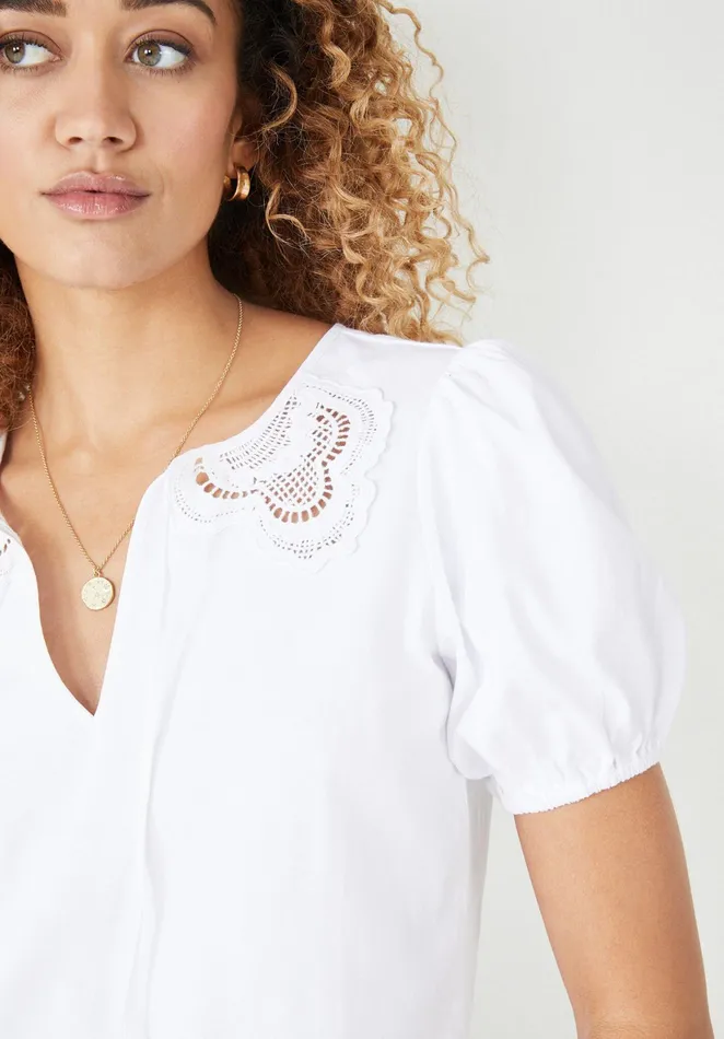 Tops and TShirts Women Hush Kendria Lace Collar TShirt White