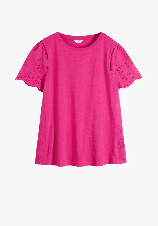 Tops and TShirts Women Hush Nola Broderie TShirt Fuchsia Pink