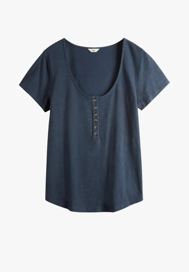 Tops and TShirts Women Hush Terri Slim Fit Henley TShirt Washed Black
