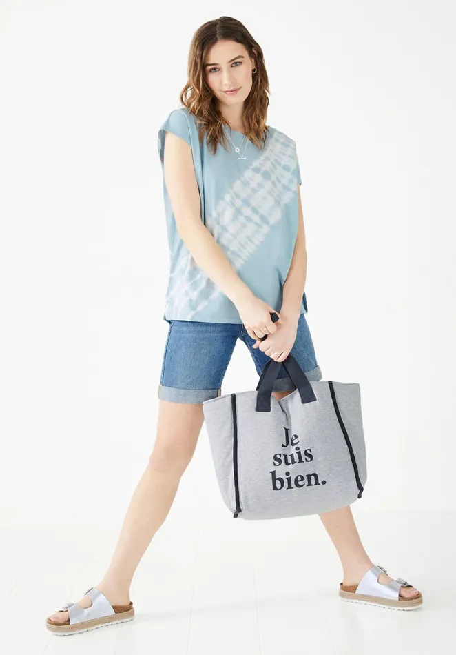 Tops and TShirts Women Hush Tie Dye Boyfriend TShirt Powder Blue