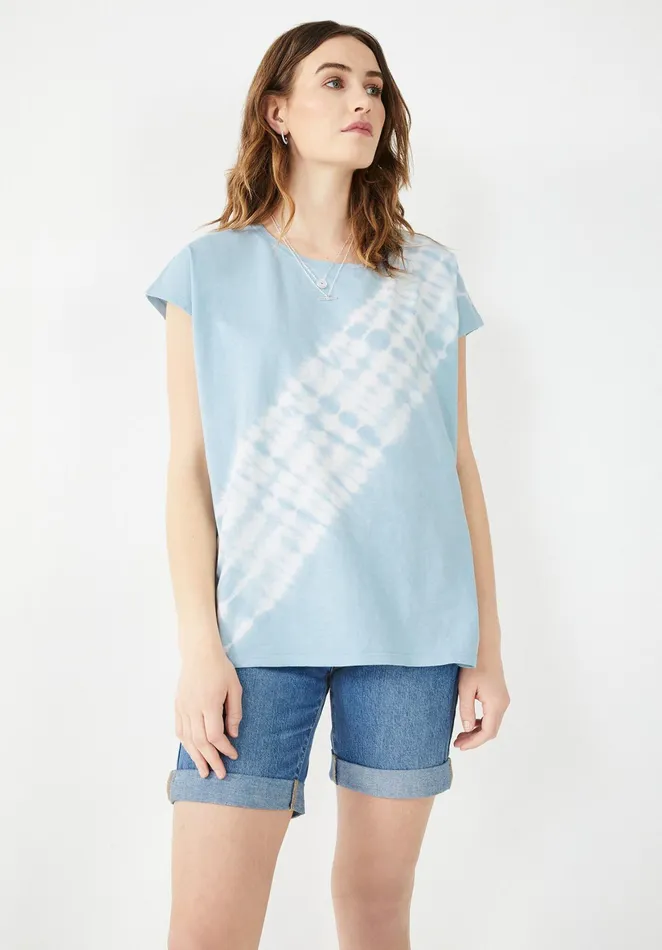 Tops and TShirts Women Hush Tie Dye Boyfriend TShirt Powder Blue