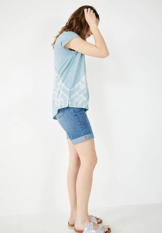 Tops and TShirts Women Hush Tie Dye Boyfriend TShirt Powder Blue