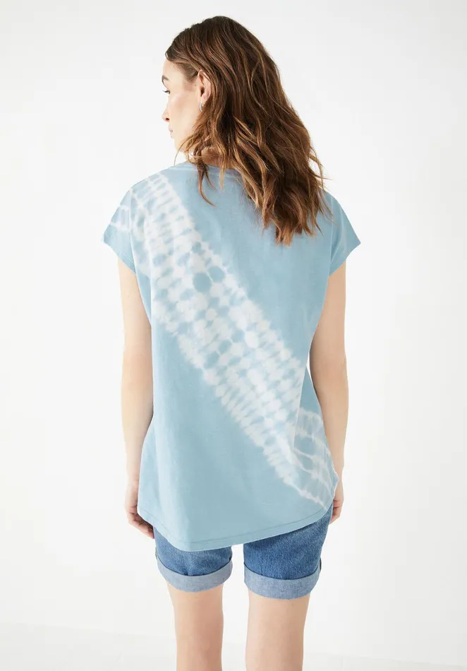 Tops and TShirts Women Hush Tie Dye Boyfriend TShirt Powder Blue