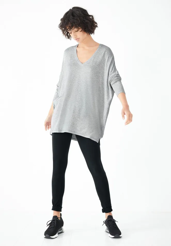 Tops and TShirts Women Hush V Neck Jersey Top Pale Grey Marl