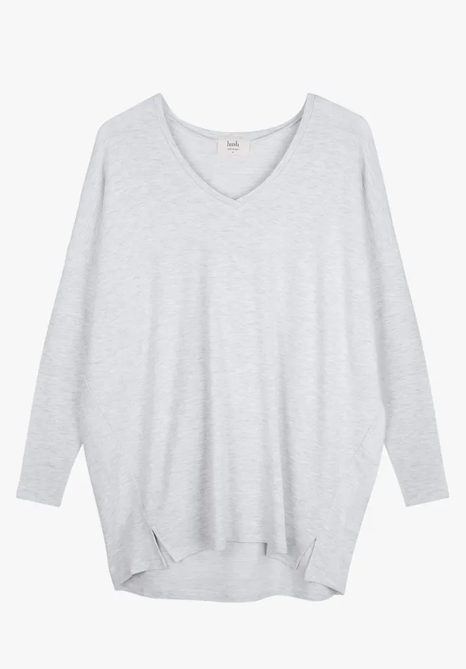 Tops and TShirts Women Hush V Neck Jersey Top Pale Grey Marl