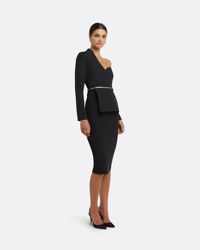 Tops Safiyaa Women Brielle Black Top With Embroidered Belt Black