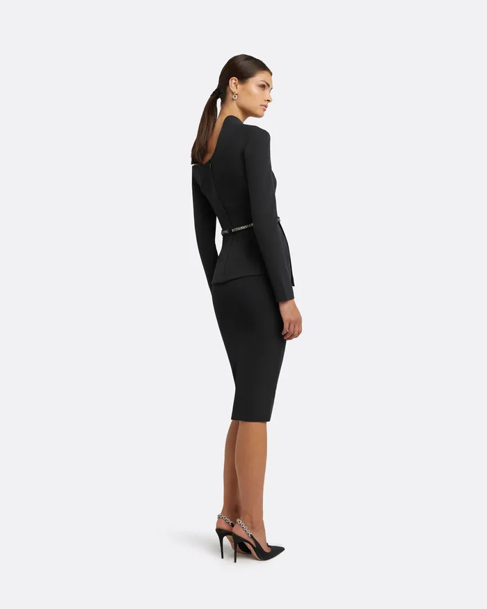 Tops Safiyaa Women Brielle Black Top With Embroidered Belt Black