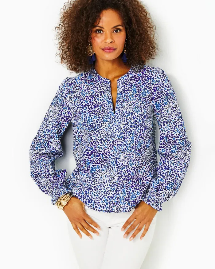 Tops Women Lilly Pulitzer Coulter Long Sleeve Cotton Top Resort White Twisted Up Tops Women Lilly Pulitzer Coulter Long Sleeve Cotton Top Resort White Twisted Up