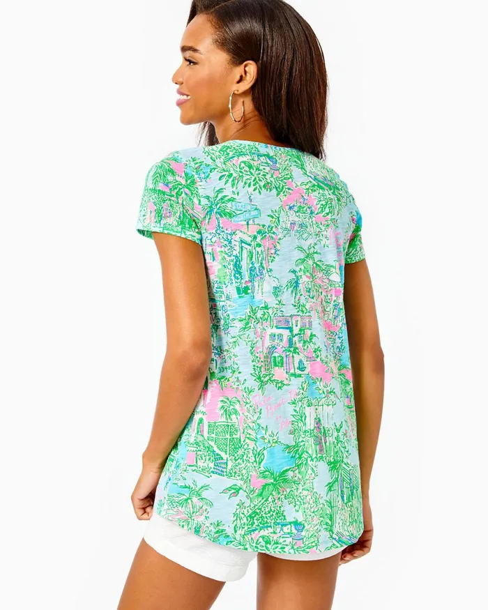 Tops Women Lilly Pulitzer Etta VNeck Top Multi Lilly Loves Palm Beach