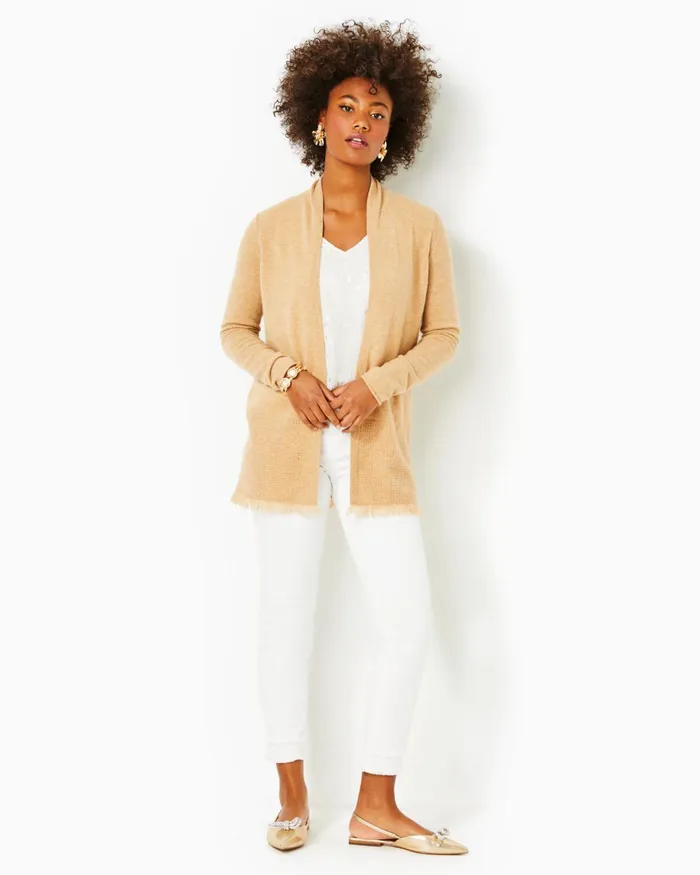 Tops Women Lilly Pulitzer Noble Cashmere Cardigan Heathered Rattan Tops Women Lilly Pulitzer Noble Cashmere Cardigan Heathered Rattan