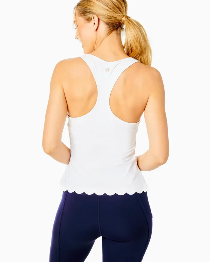 Tops Women Lilly Pulitzer UPF 50 Luxletic Claralee Scallop Bra Tank Top Resort White