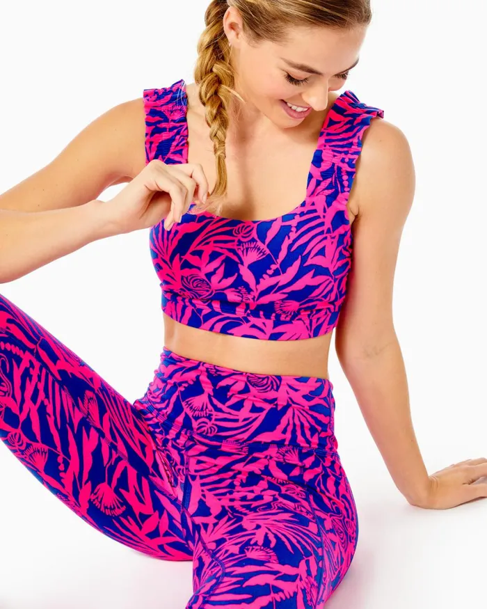 Tops Women Lilly Pulitzer UPF 50 Luxletic Karena Ruffle Sports Bra Pink Grenadine Flocking To Paradise Tops Women Lilly Pulitzer UPF 50 Luxletic Karena Ruffle Sports Bra Pink Grenadine Flocking To Paradise