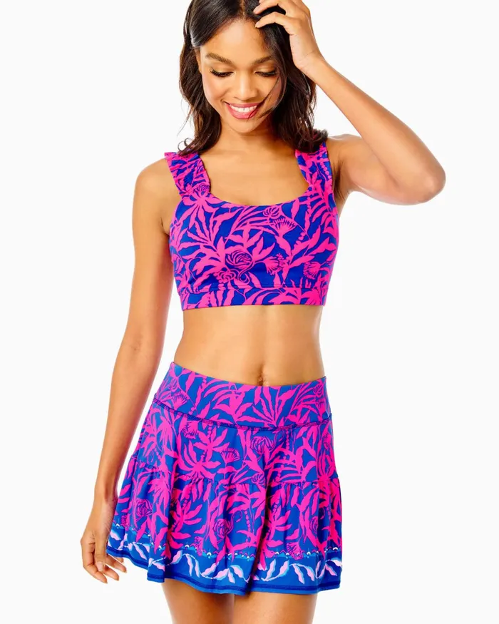Tops Women Lilly Pulitzer UPF 50 Luxletic Karena Ruffle Sports Bra Pink Grenadine Flocking To Paradise Tops Women Lilly Pulitzer UPF 50 Luxletic Karena Ruffle Sports Bra Pink Grenadine Flocking To Paradise