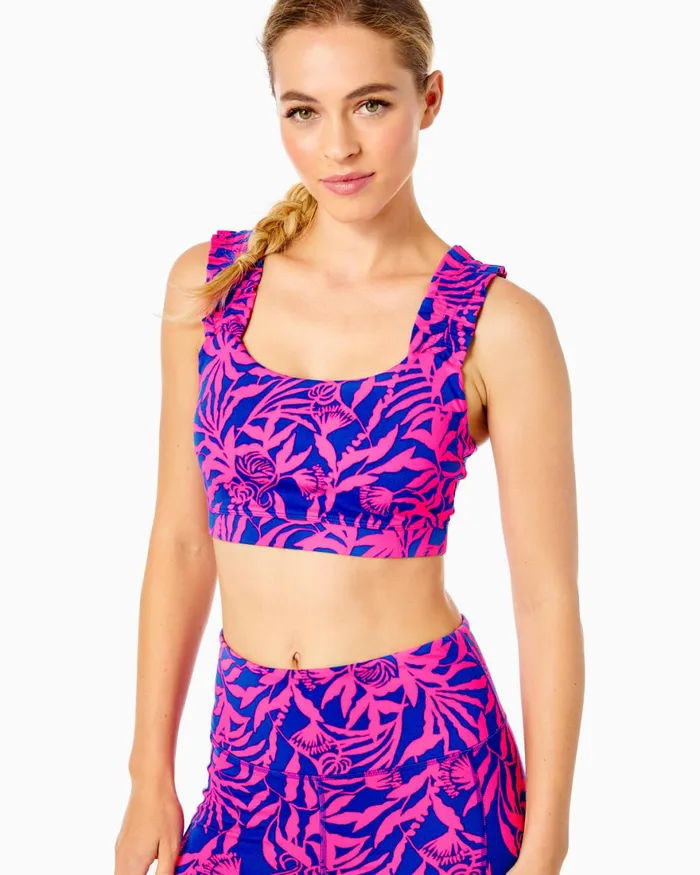 Tops Women Lilly Pulitzer UPF 50 Luxletic Karena Ruffle Sports Bra Pink Grenadine Flocking To Paradise Tops Women Lilly Pulitzer UPF 50 Luxletic Karena Ruffle Sports Bra Pink Grenadine Flocking To Paradise