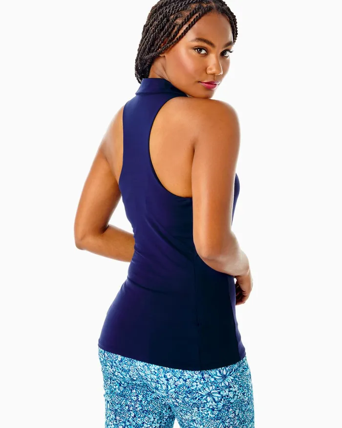 Tops Women Lilly Pulitzer UPF 50 Luxletic Lakelyn Bra Polo Top True Navy