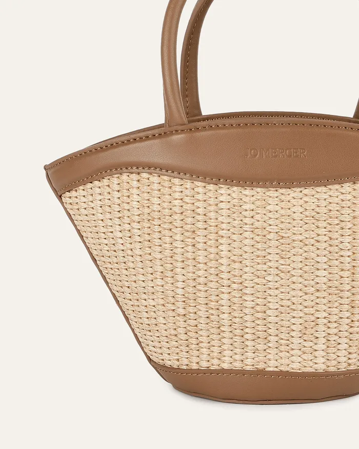 TOTES Peque mini tote bag caramel raffia jomercer Women TOTES Peque mini tote bag caramel raffia jomercer Women